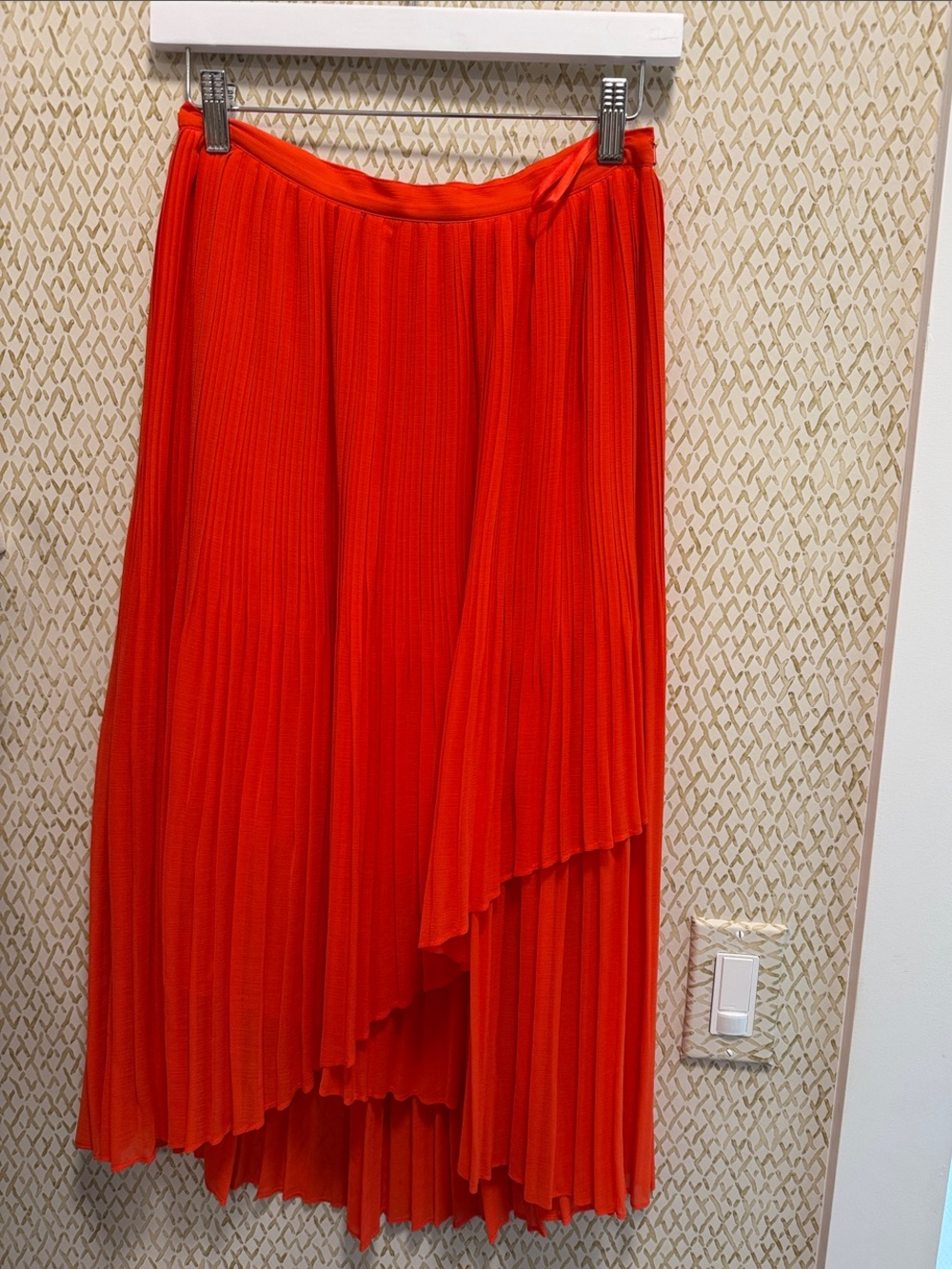 Comptoir Des Cotonniers Asymmetrical Pleated Skirt - Orange Red